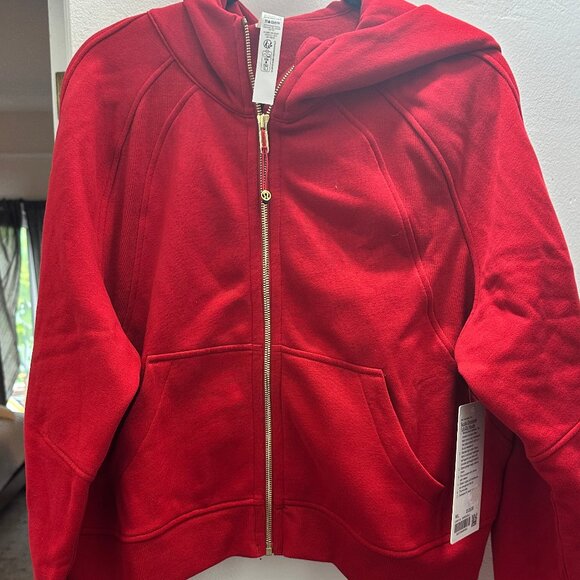 NWT Lululemon Scuba Oversized Full-Zip Hoodie DARK RED/GOLD ZIP M/L - Picture 7 of 10